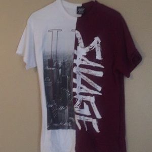Savage shirt maroon and white -med